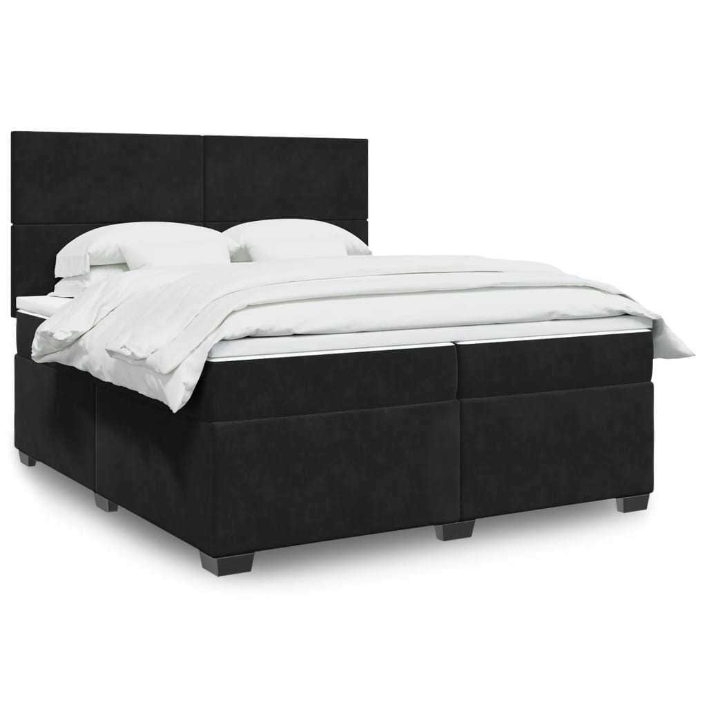 vidaXL Boxspring met matras fluweel blauw 140x190 cm