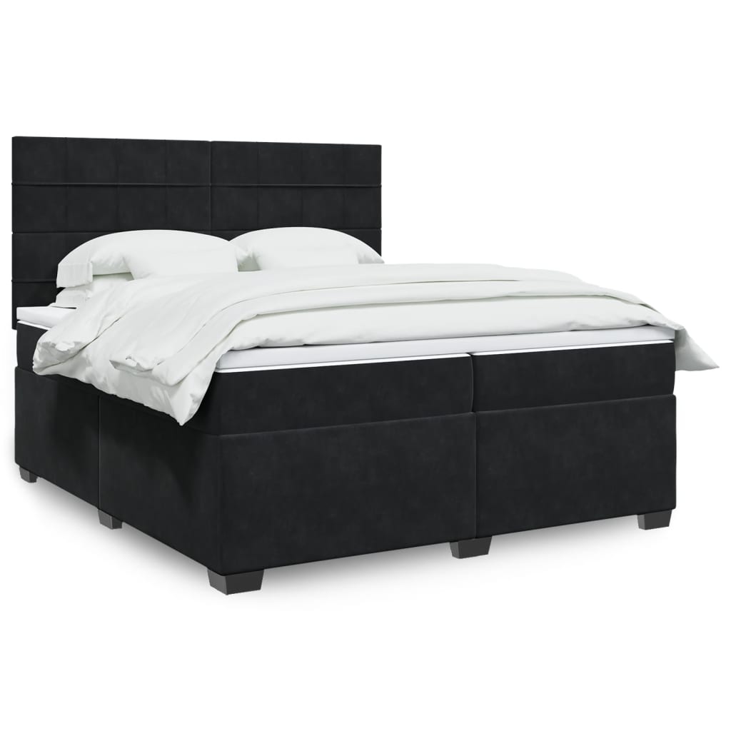 vidaXL Boxspring met matras fluweel blauw 140x190 cm