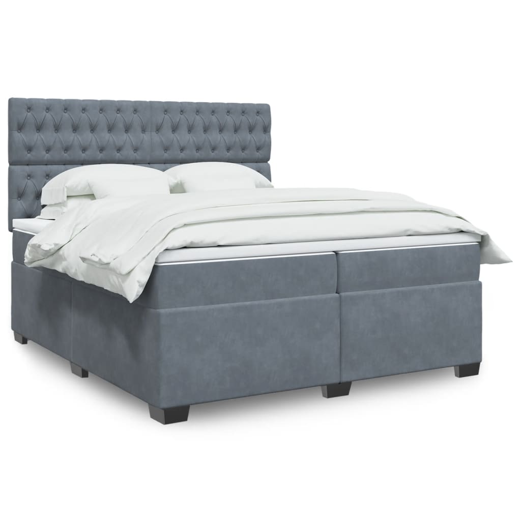 vidaXL Boxspring met matras fluweel blauw 140x190 cm