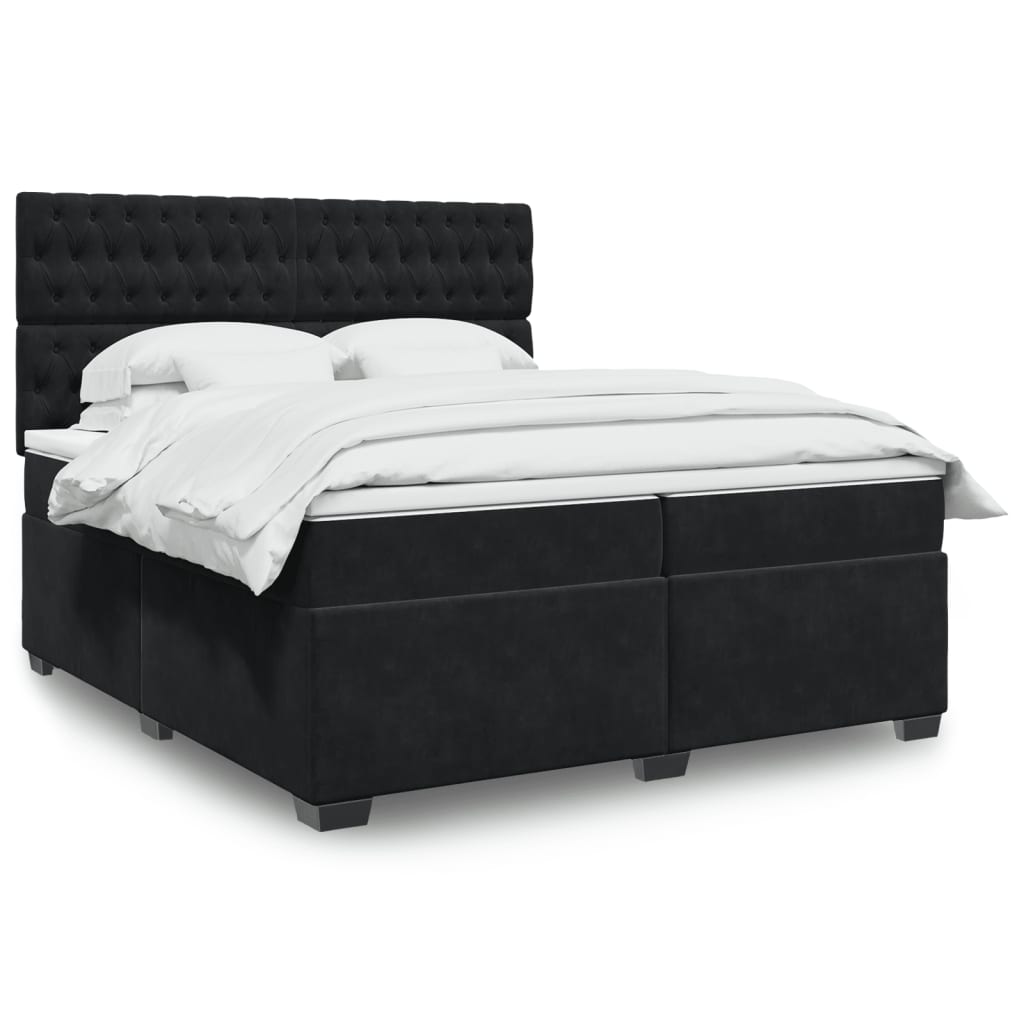 vidaXL Boxspring met matras fluweel blauw 140x190 cm
