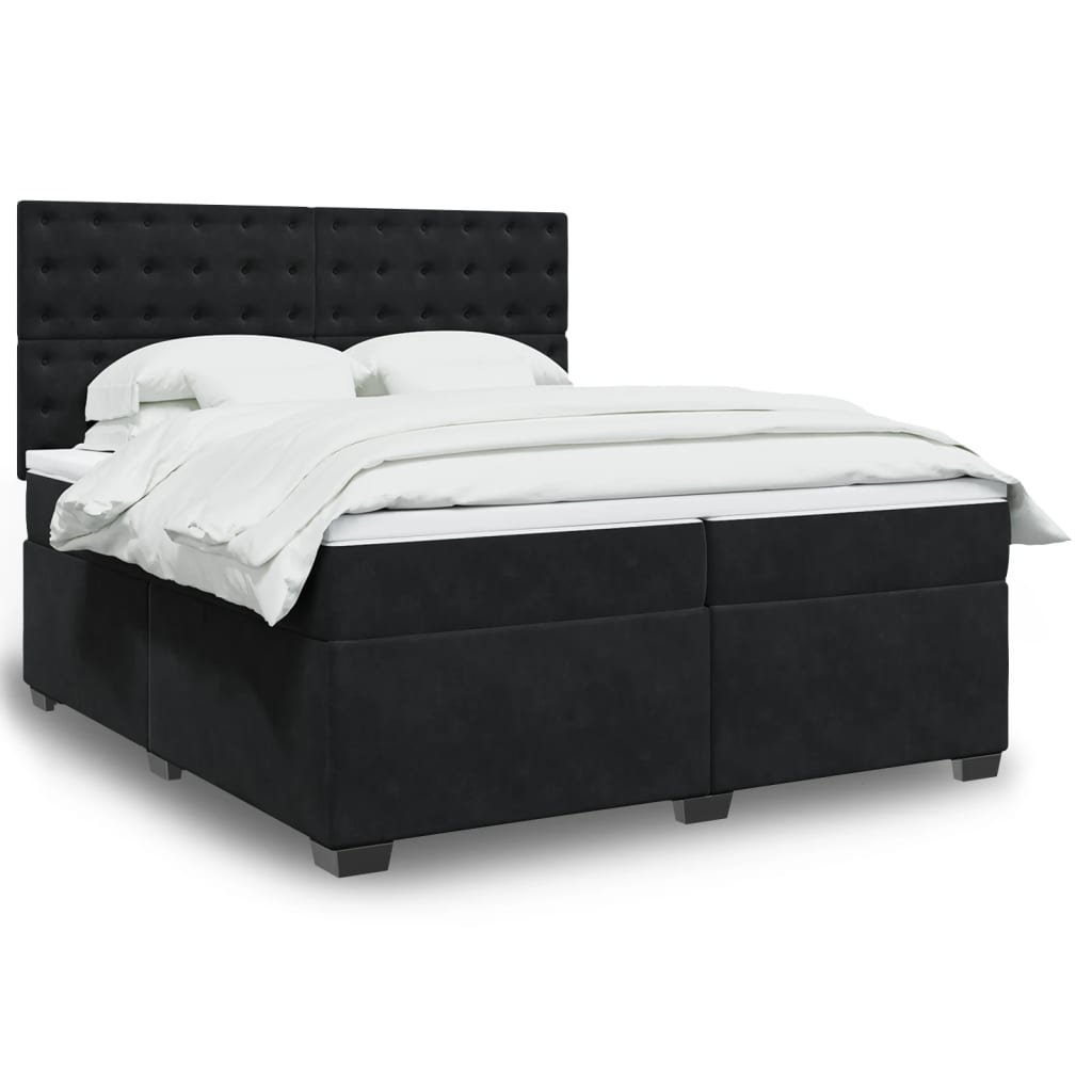 vidaXL Boxspring met matras fluweel blauw 140x190 cm