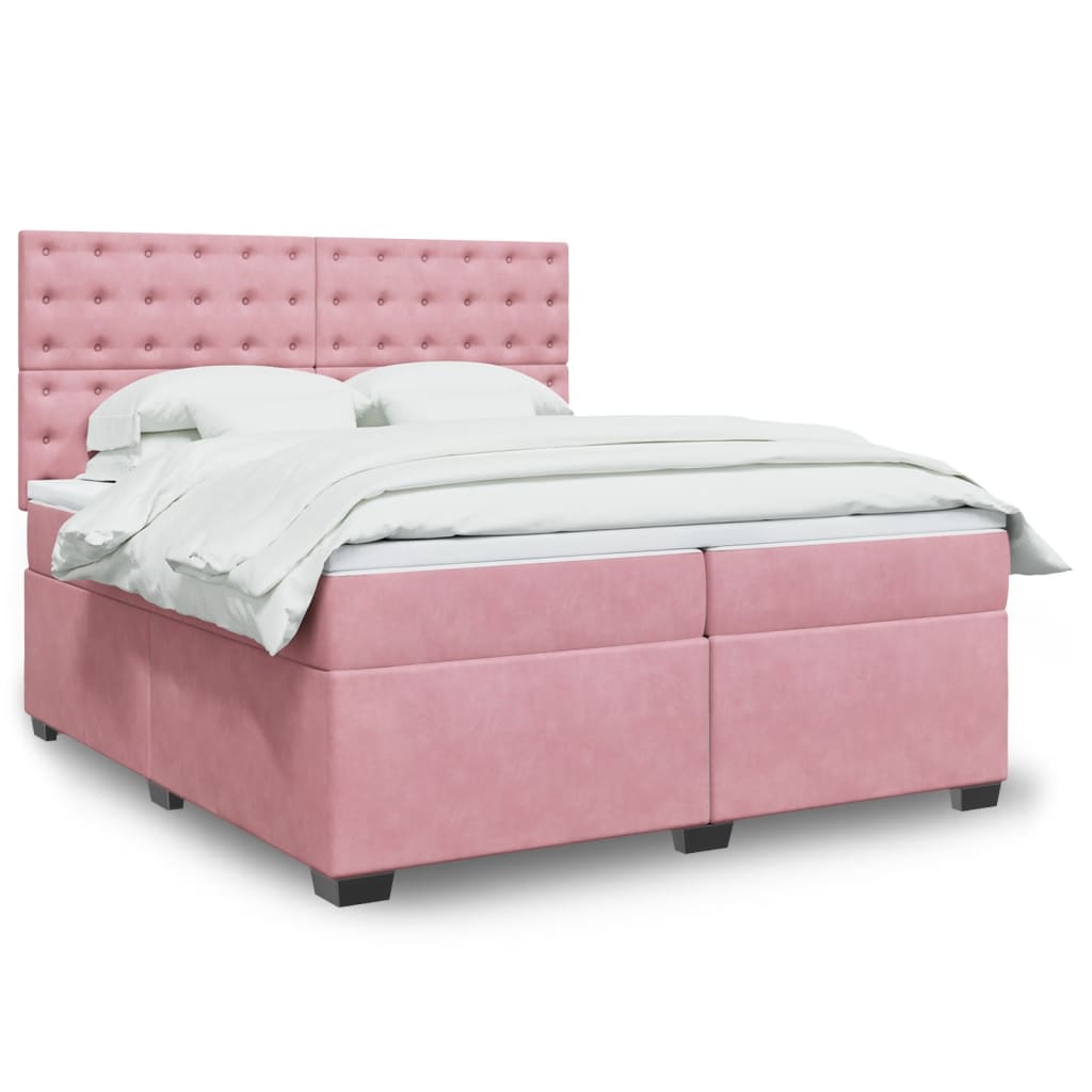 vidaXL Boxspring met matras fluweel blauw 140x190 cm