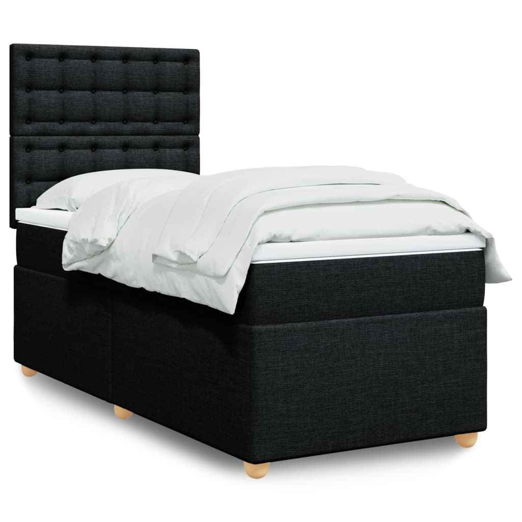vidaXL Boxspring met matras stof lichtgrijs 80x200 cm