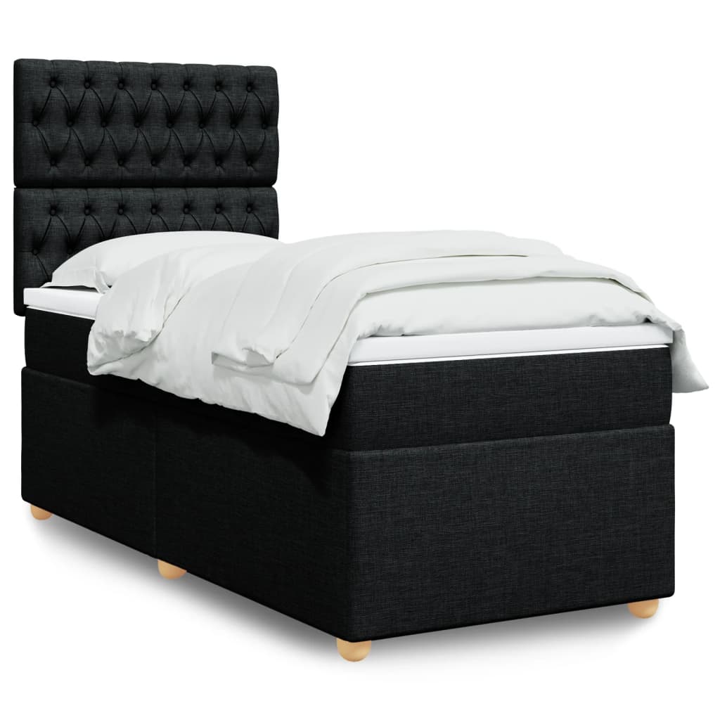 vidaXL Boxspring met matras stof lichtgrijs 80x200 cm