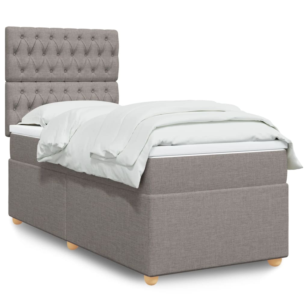 vidaXL Boxspring met matras stof lichtgrijs 80x200 cm