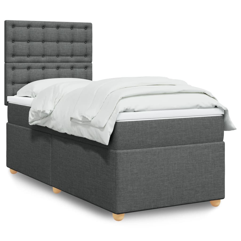 vidaXL Boxspring met matras stof lichtgrijs 80x200 cm