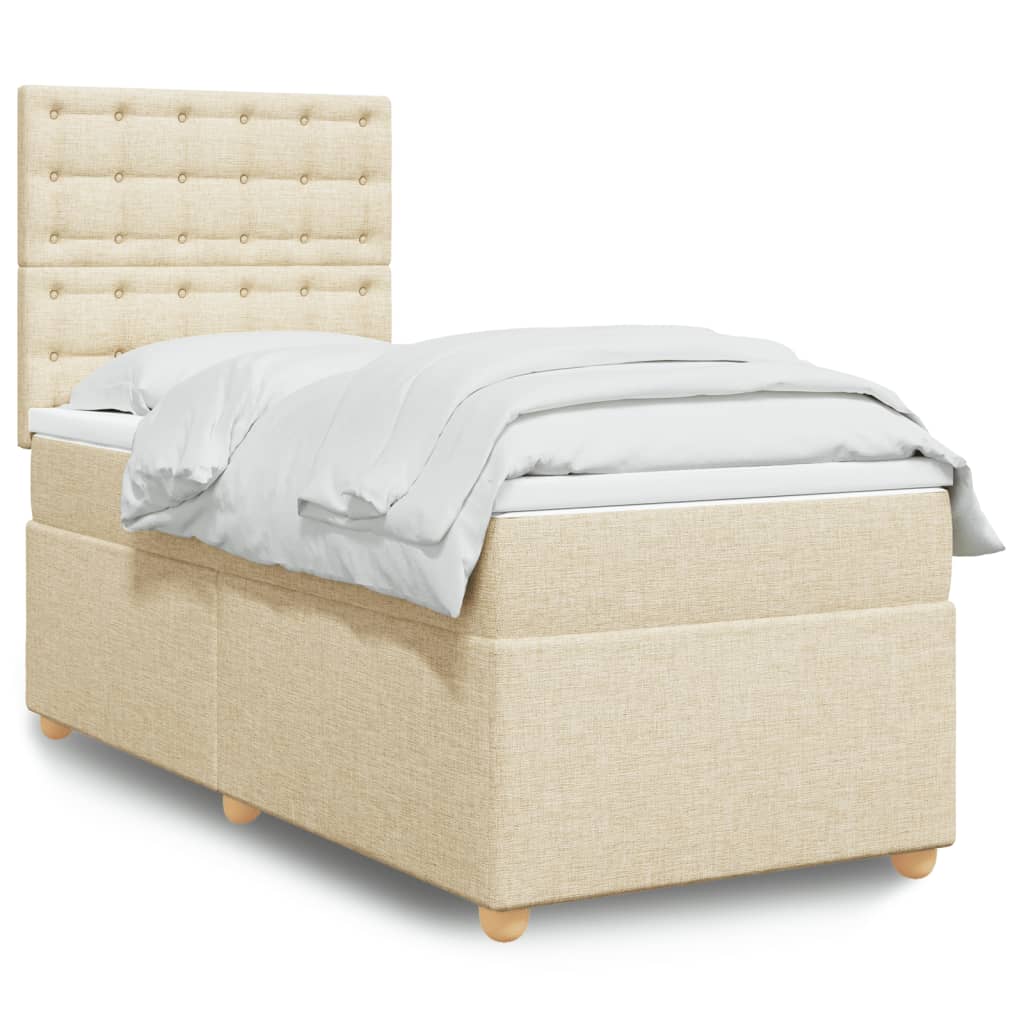 vidaXL Boxspring met matras stof lichtgrijs 80x200 cm