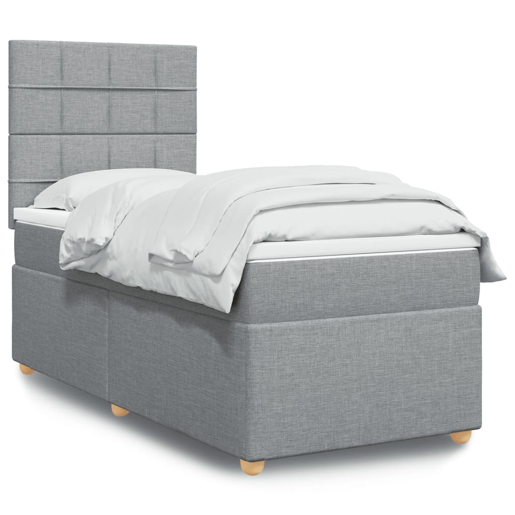 vidaXL Boxspring met matras stof lichtgrijs 80x200 cm