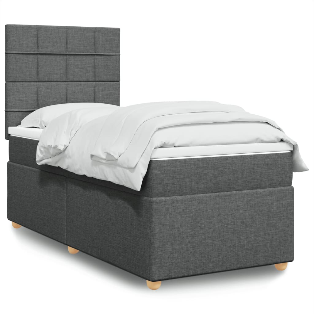 vidaXL Boxspring met matras stof lichtgrijs 80x200 cm