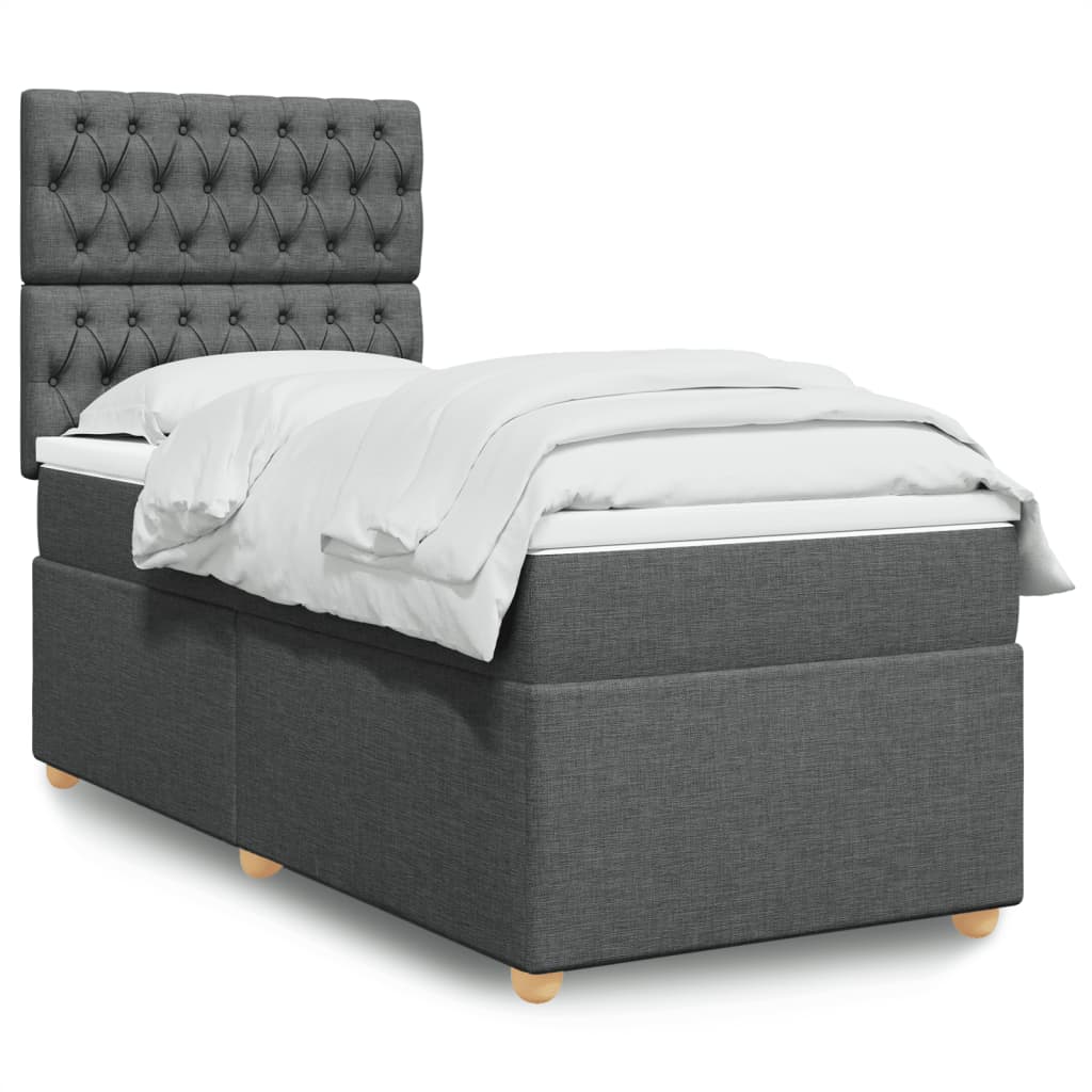 vidaXL Boxspring met matras stof lichtgrijs 80x200 cm