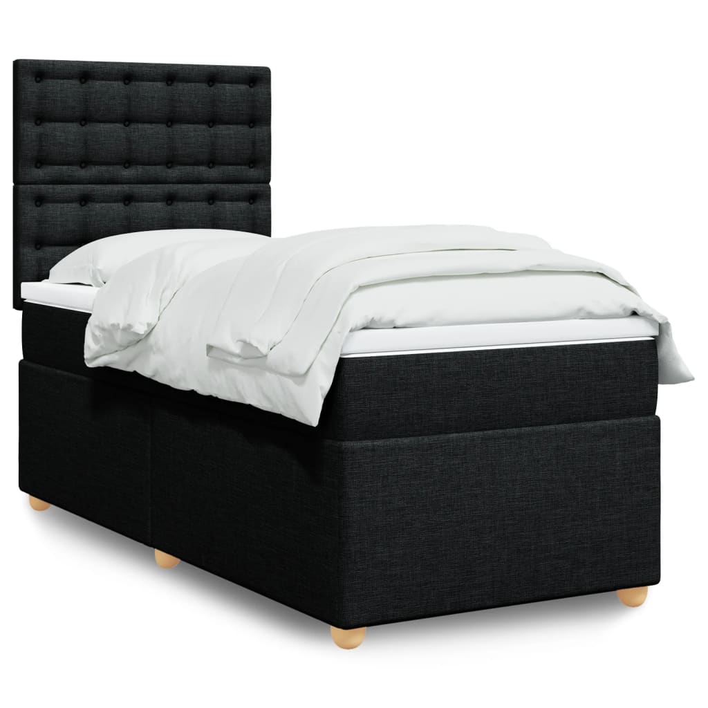 vidaXL Boxspring met matras stof lichtgrijs 80x200 cm