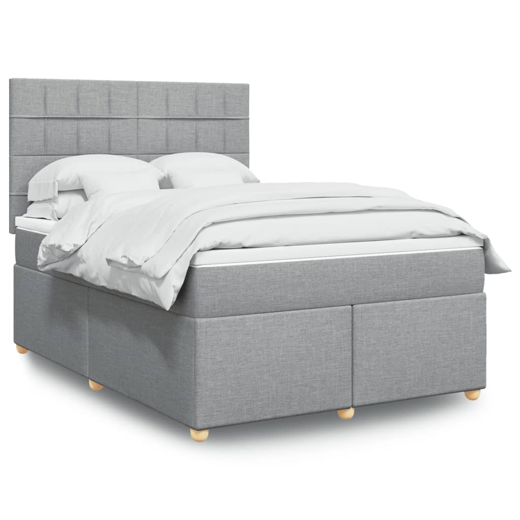 vidaXL Boxspring met matras stof lichtgrijs 80x200 cm