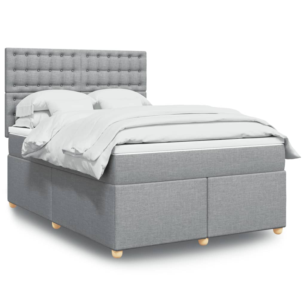 vidaXL Boxspring met matras stof lichtgrijs 80x200 cm