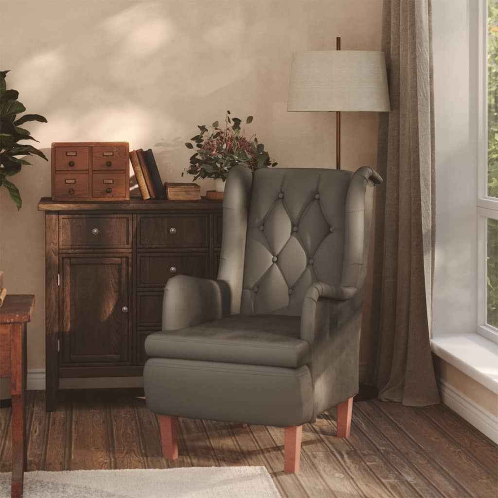 vidaXL Fauteuil met massief rubberwood poten fluweel lichtgrijs
