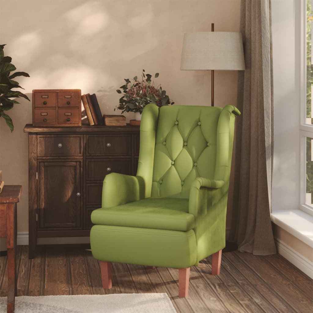 vidaXL Fauteuil met massief rubberwood poten fluweel lichtgrijs