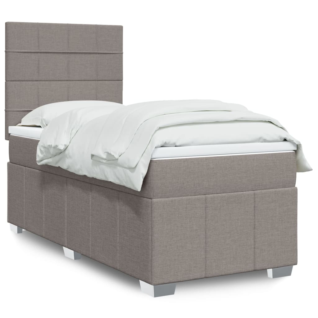 vidaXL Boxspring met matras stof lichtgrijs 160x200 cm