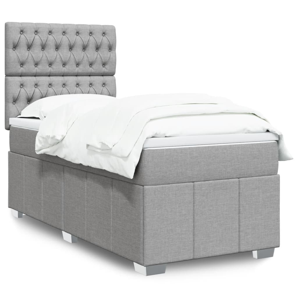 vidaXL Boxspring met matras stof lichtgrijs 160x200 cm