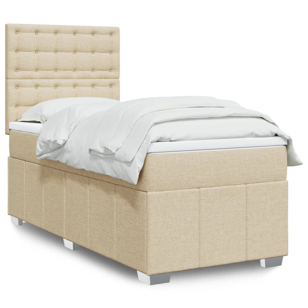 vidaXL Boxspring met matras stof lichtgrijs 160x200 cm