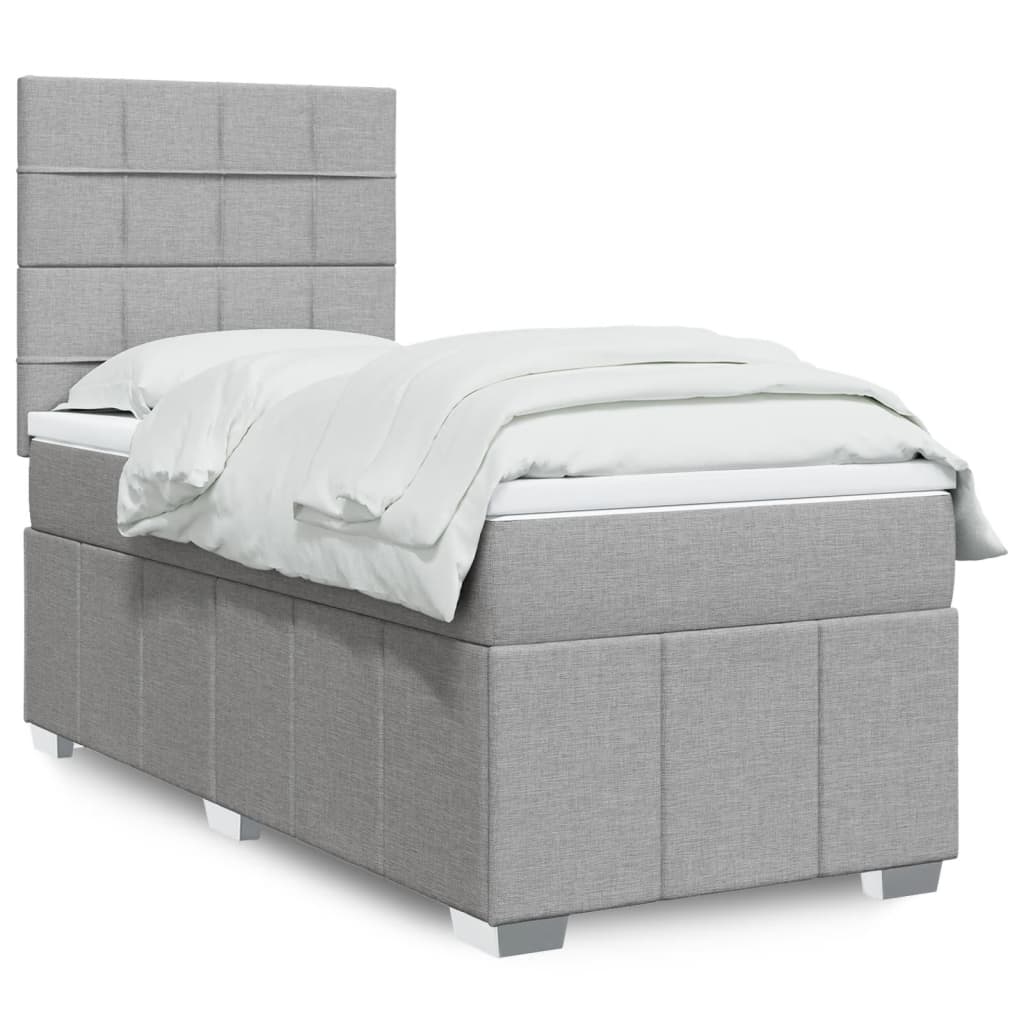 vidaXL Boxspring met matras stof lichtgrijs 160x200 cm