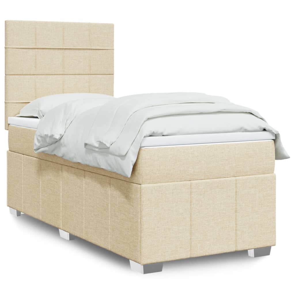 vidaXL Boxspring met matras stof lichtgrijs 160x200 cm