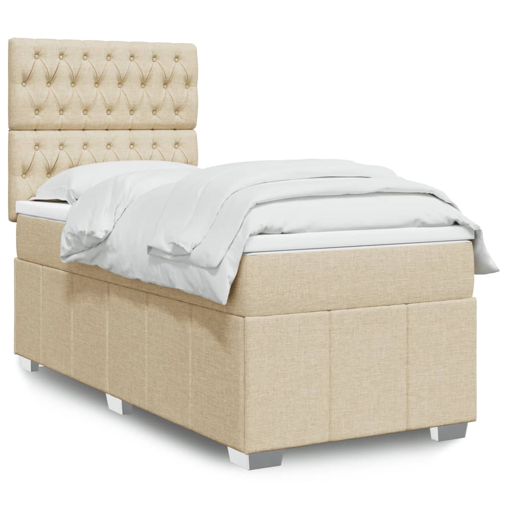 vidaXL Boxspring met matras stof lichtgrijs 160x200 cm