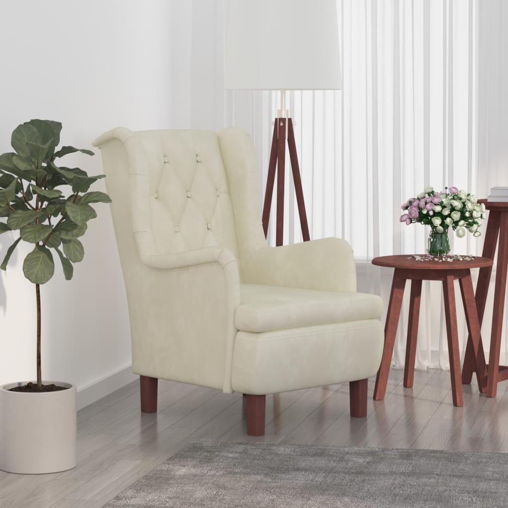 vidaXL Fauteuil met massief rubberwood poten fluweel lichtgrijs