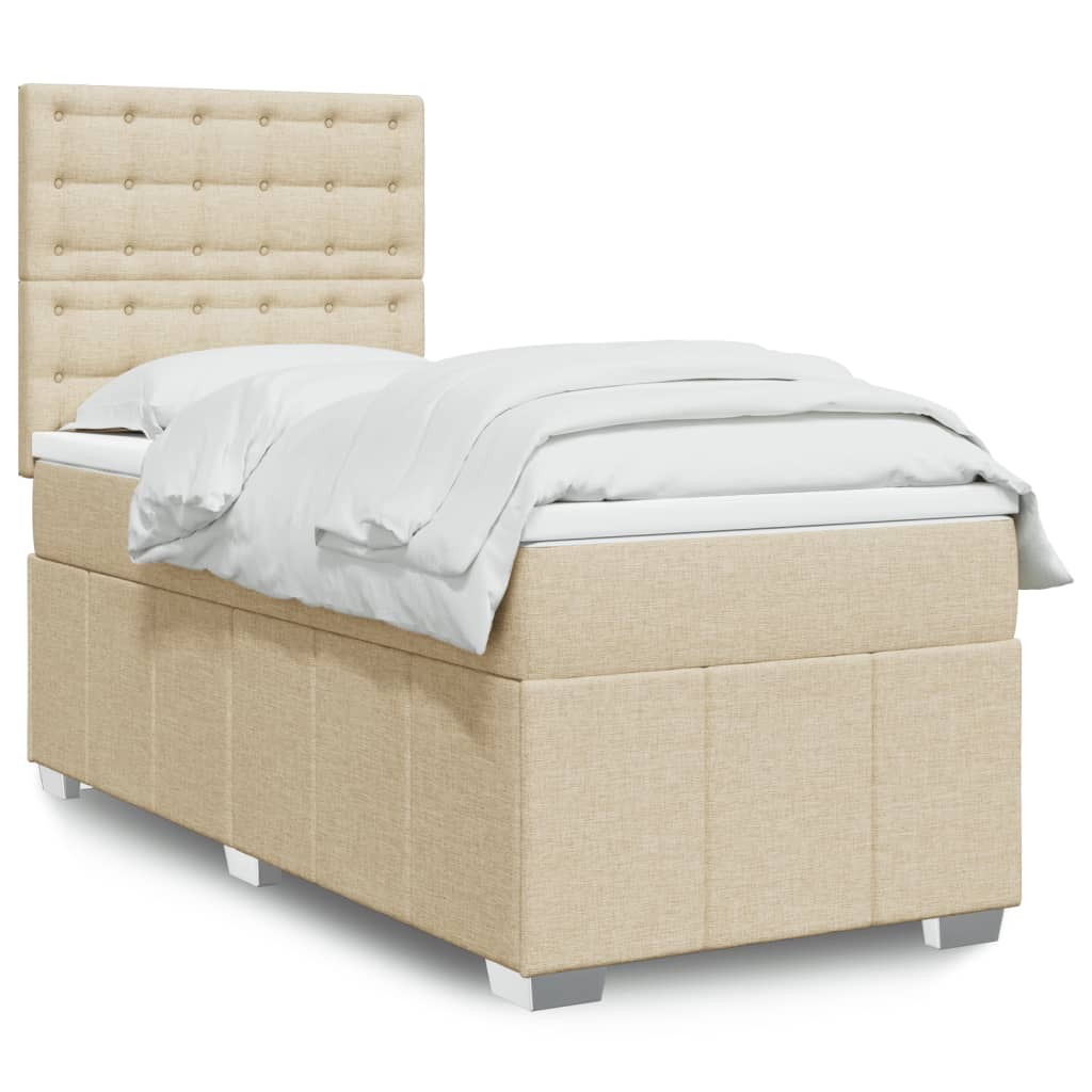 vidaXL Boxspring met matras stof lichtgrijs 160x200 cm