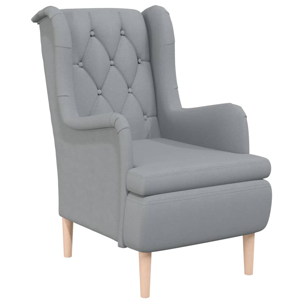 vidaXL Fauteuil met massief rubberwood poten stof lichtgrijs
