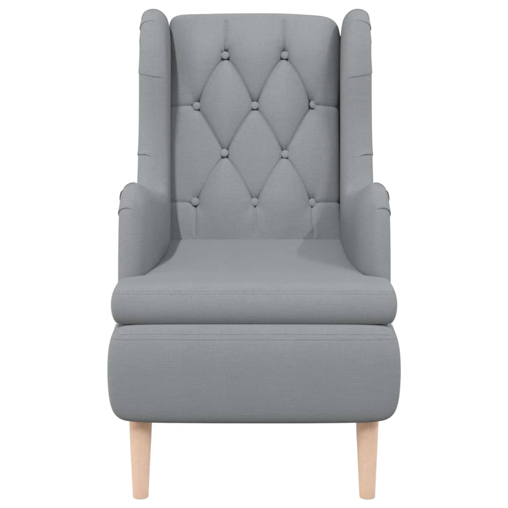 vidaXL Fauteuil met massief rubberwood poten stof lichtgrijs