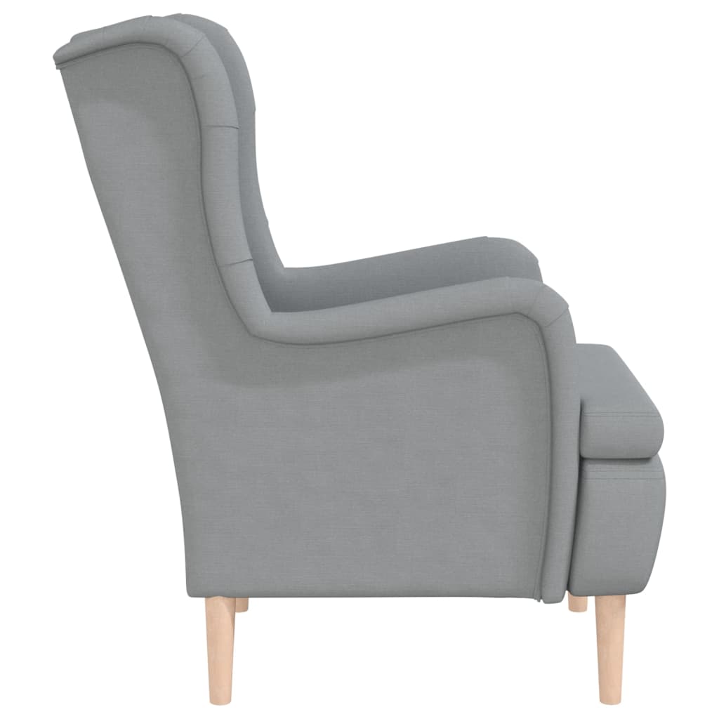 vidaXL Fauteuil met massief rubberwood poten stof lichtgrijs