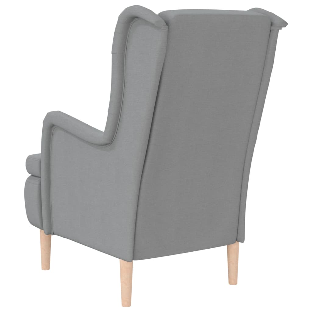 vidaXL Fauteuil met massief rubberwood poten stof lichtgrijs