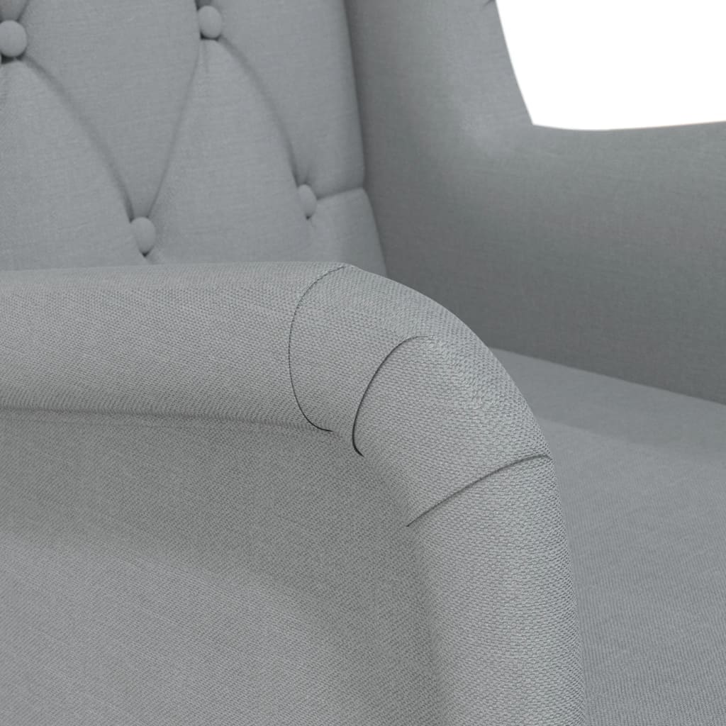 vidaXL Fauteuil met massief rubberwood poten stof lichtgrijs