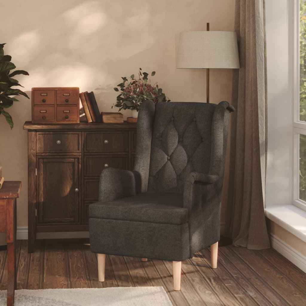 vidaXL Fauteuil met massief rubberwood poten stof lichtgrijs