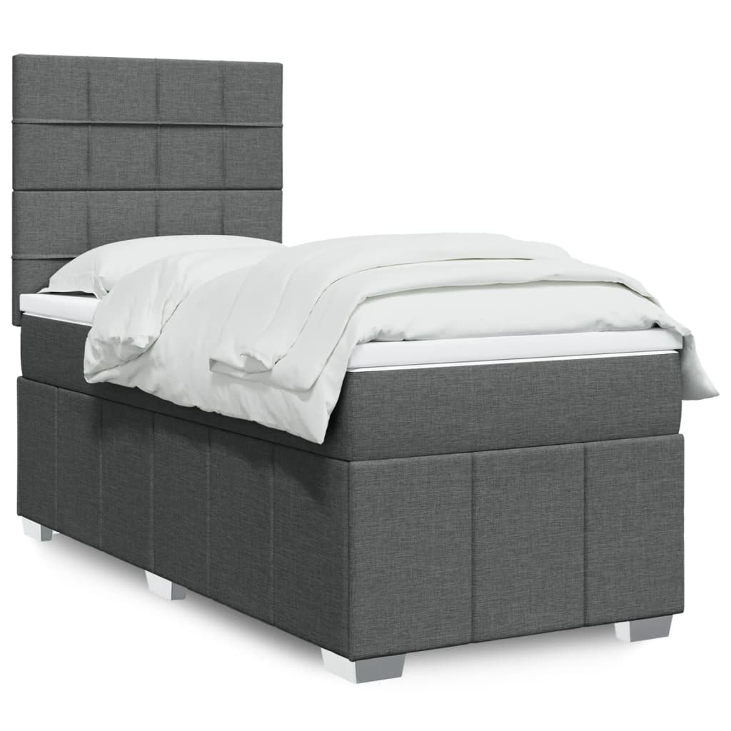 vidaXL Boxspring met matras stof lichtgrijs 160x200 cm