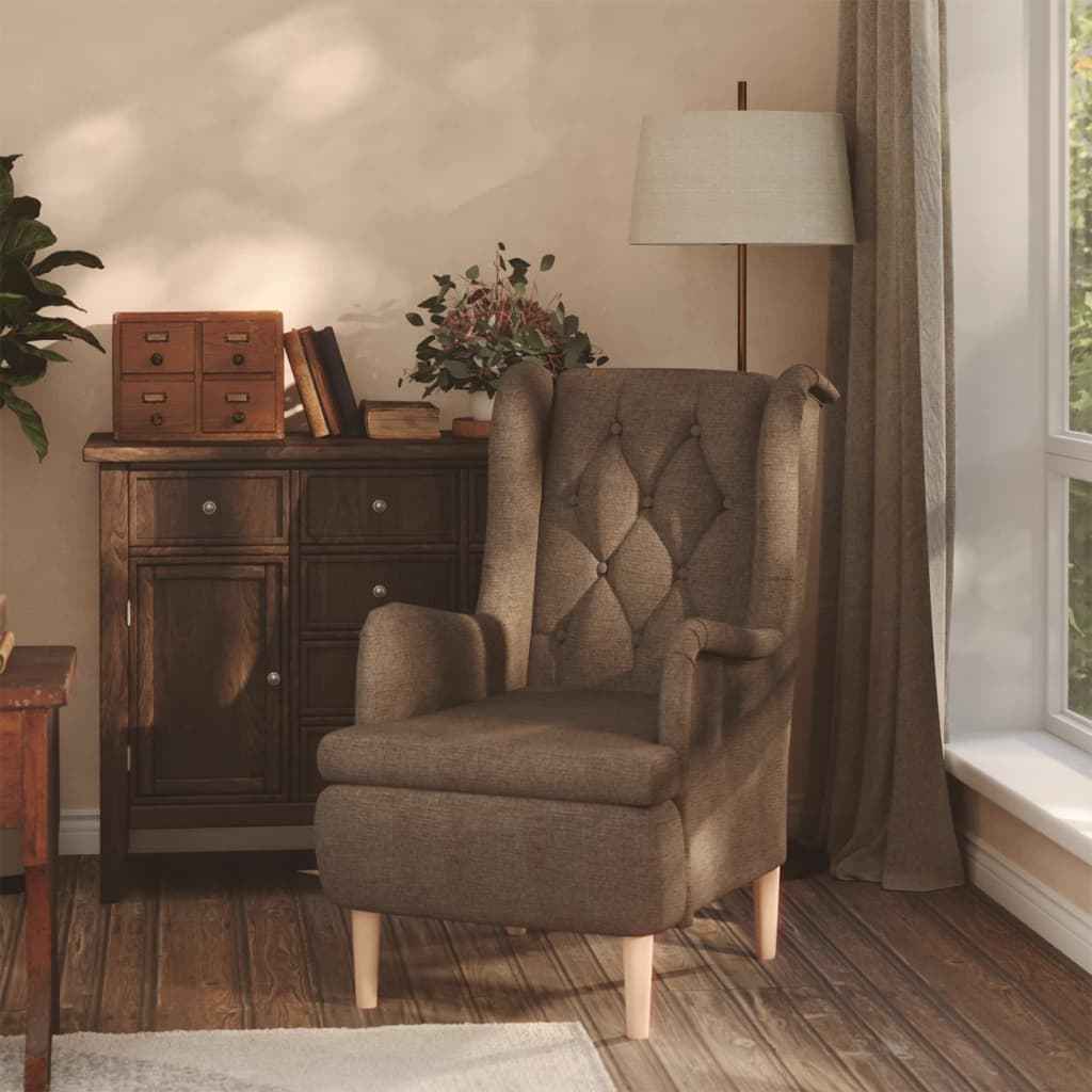 vidaXL Fauteuil met massief rubberwood poten stof lichtgrijs