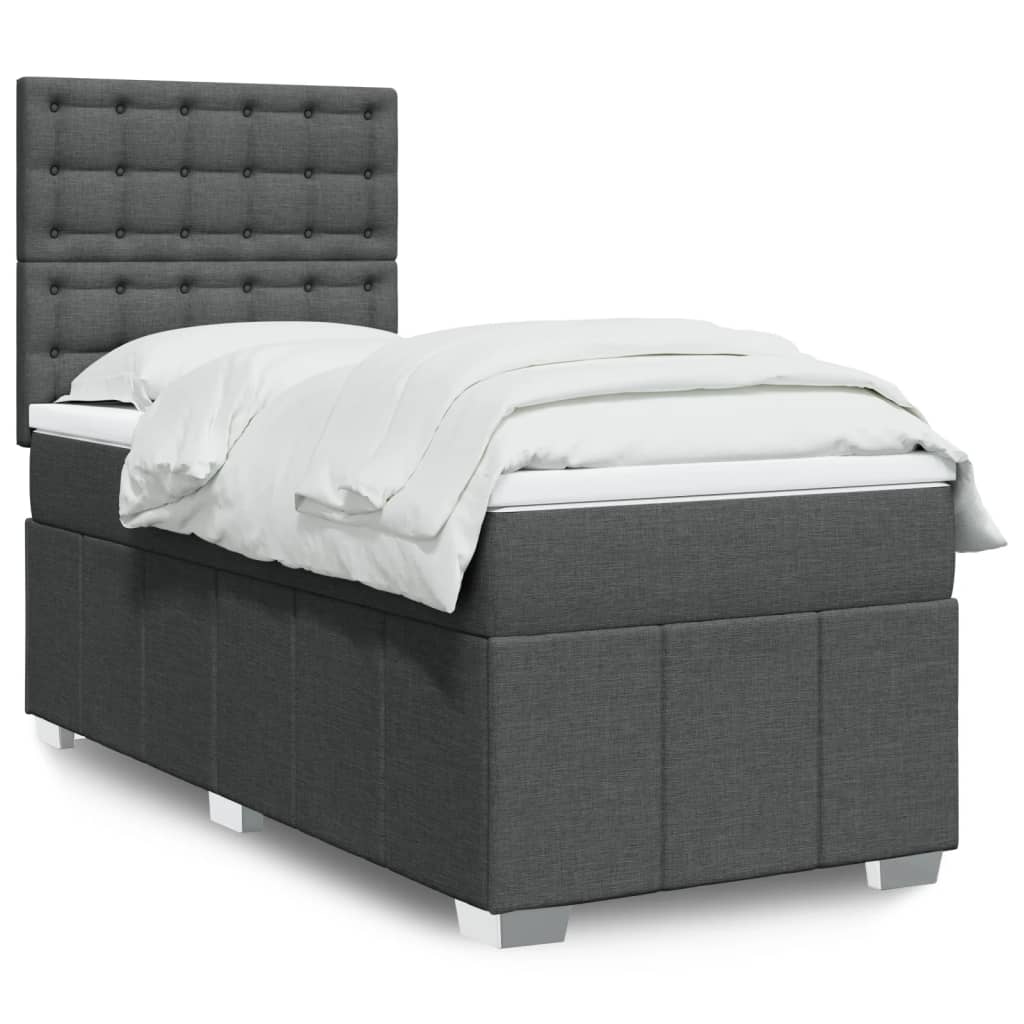 vidaXL Boxspring met matras stof lichtgrijs 160x200 cm