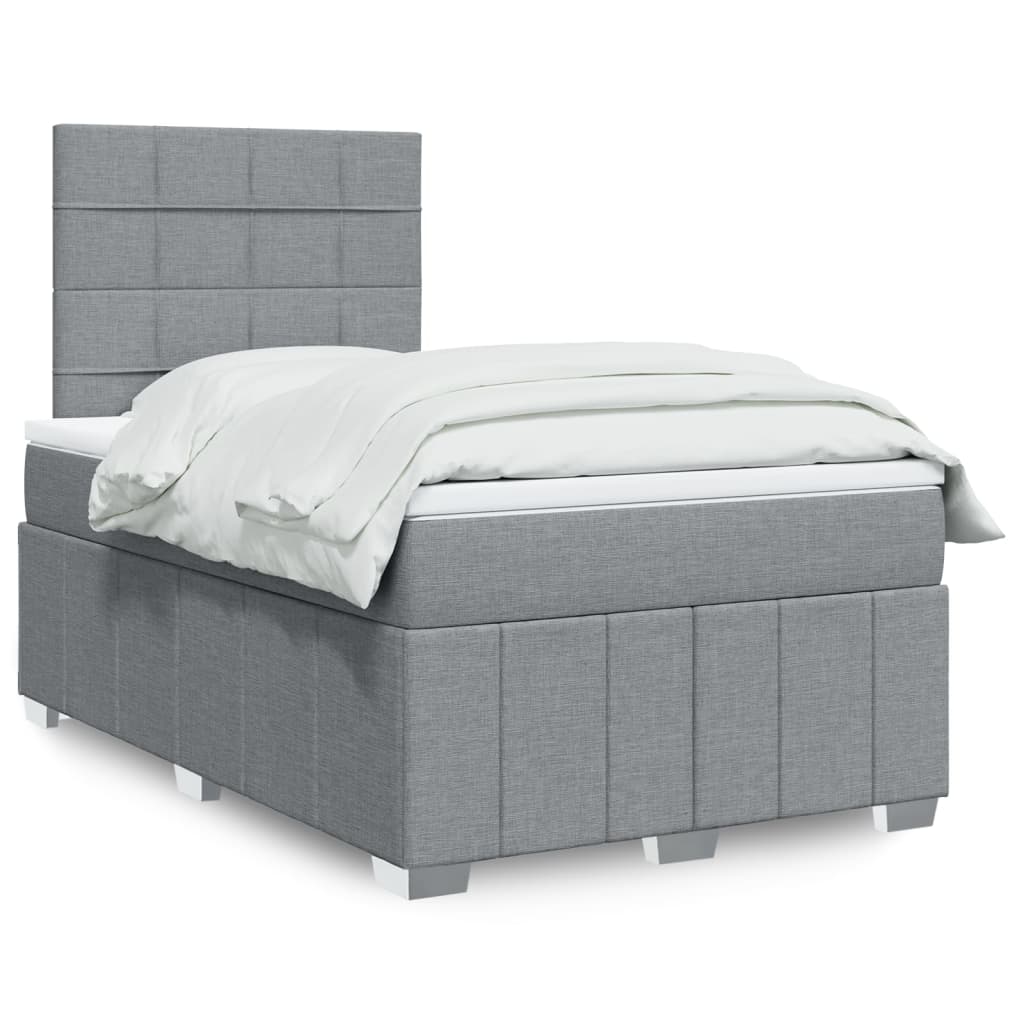 vidaXL Boxspring met matras stof lichtgrijs 160x200 cm