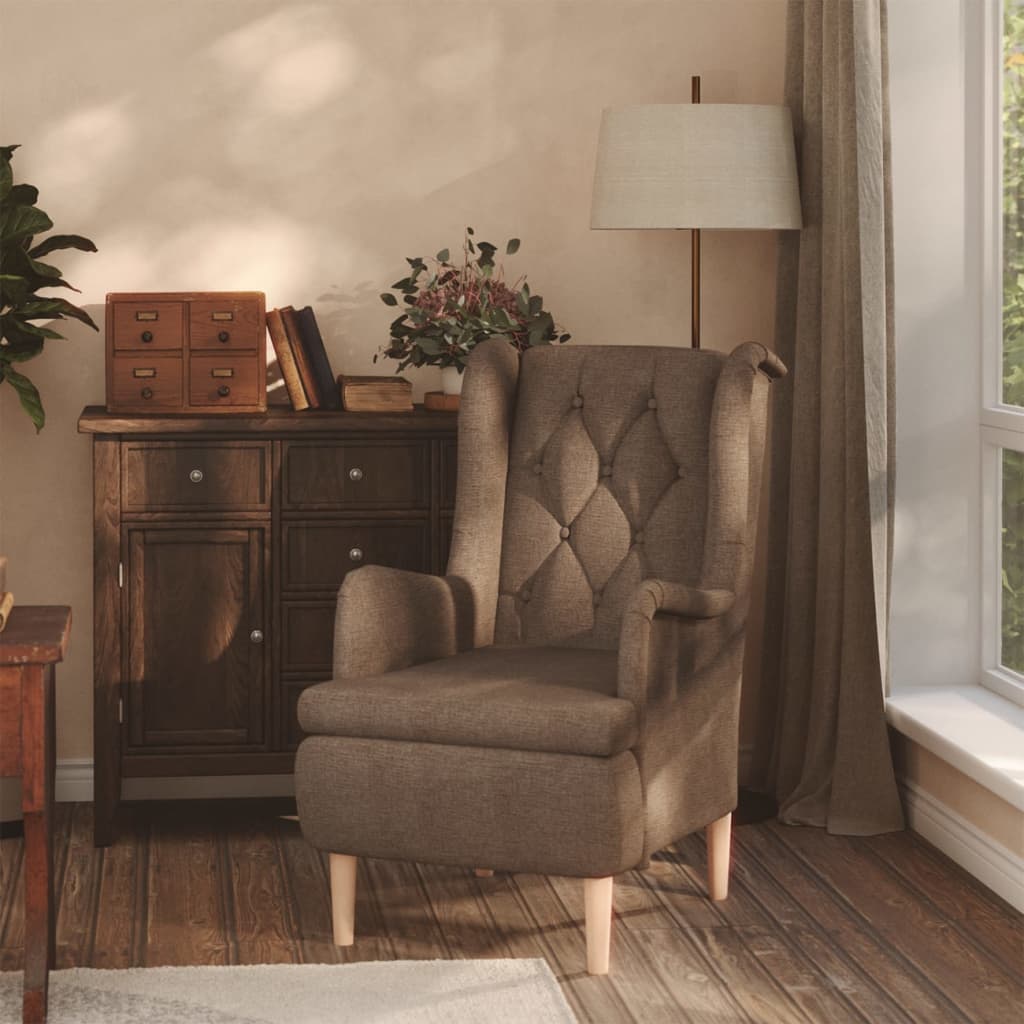 vidaXL Fauteuil met massief rubberwood poten stof lichtgrijs