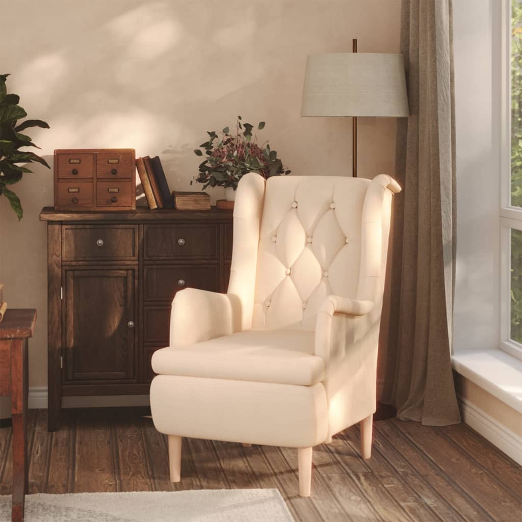 vidaXL Fauteuil met massief rubberwood poten stof lichtgrijs