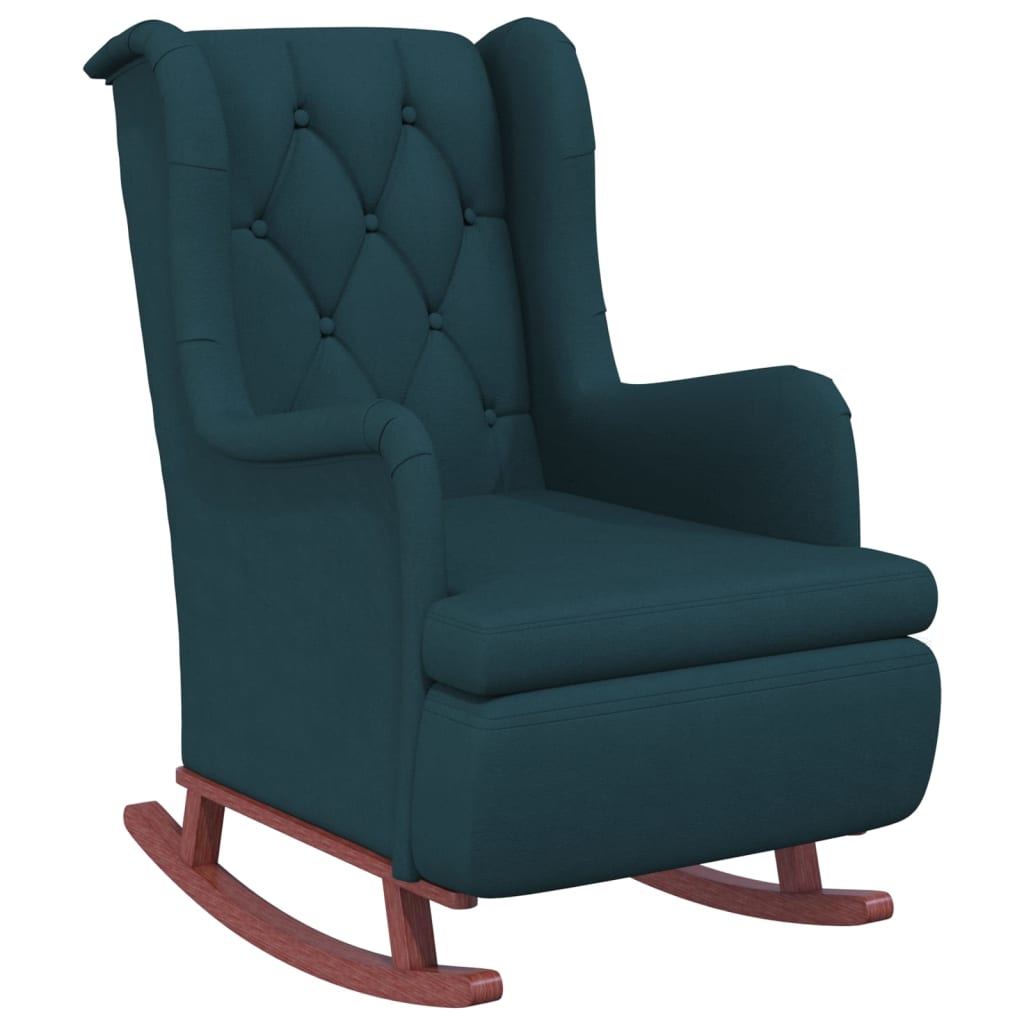 vidaXL Fauteuil met massief rubberwood schommelpoten fluweel blauw