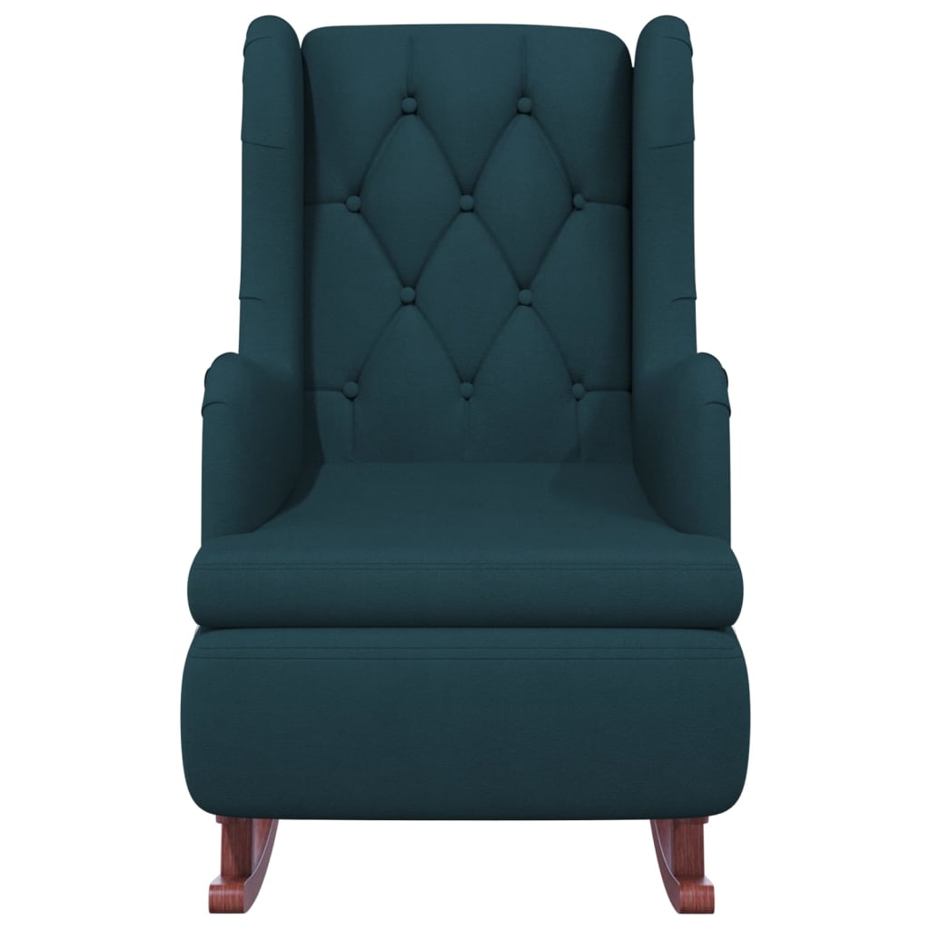 vidaXL Fauteuil met massief rubberwood schommelpoten fluweel blauw