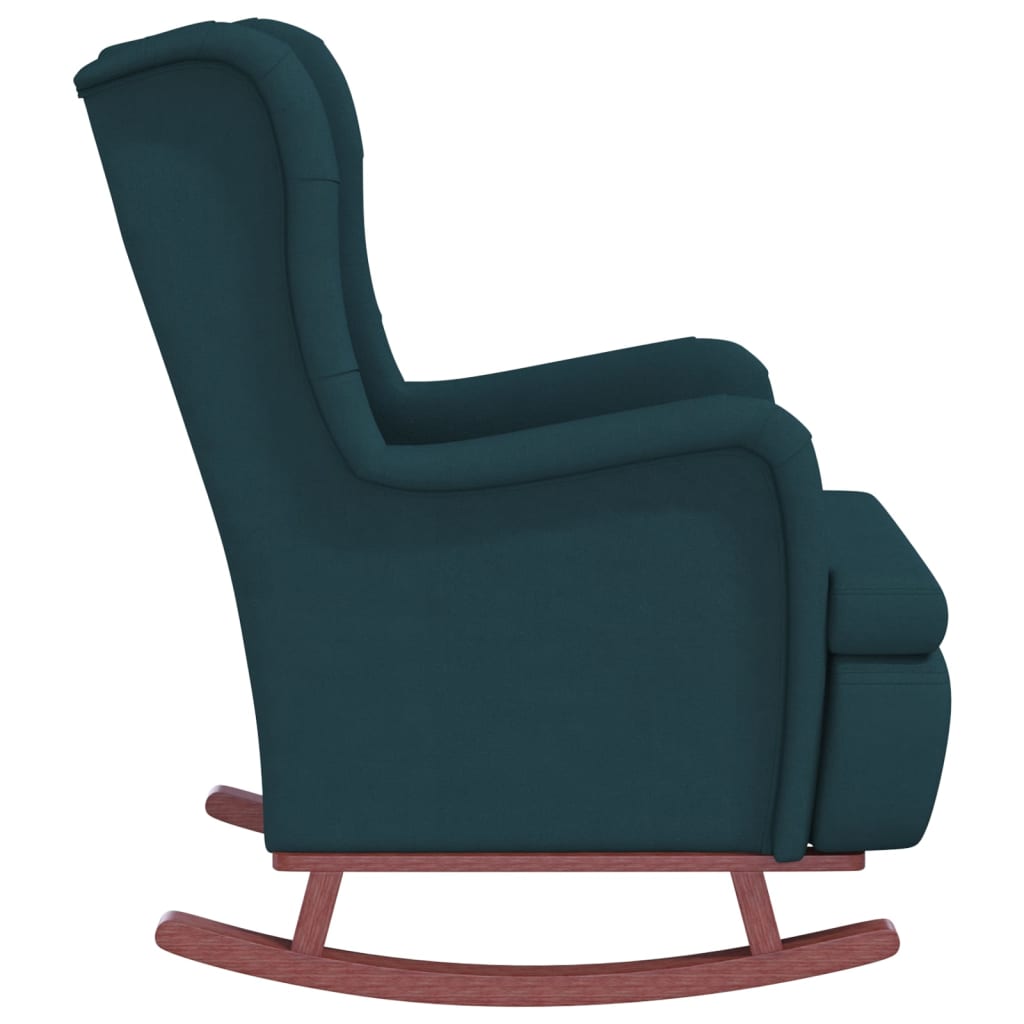 vidaXL Fauteuil met massief rubberwood schommelpoten fluweel blauw