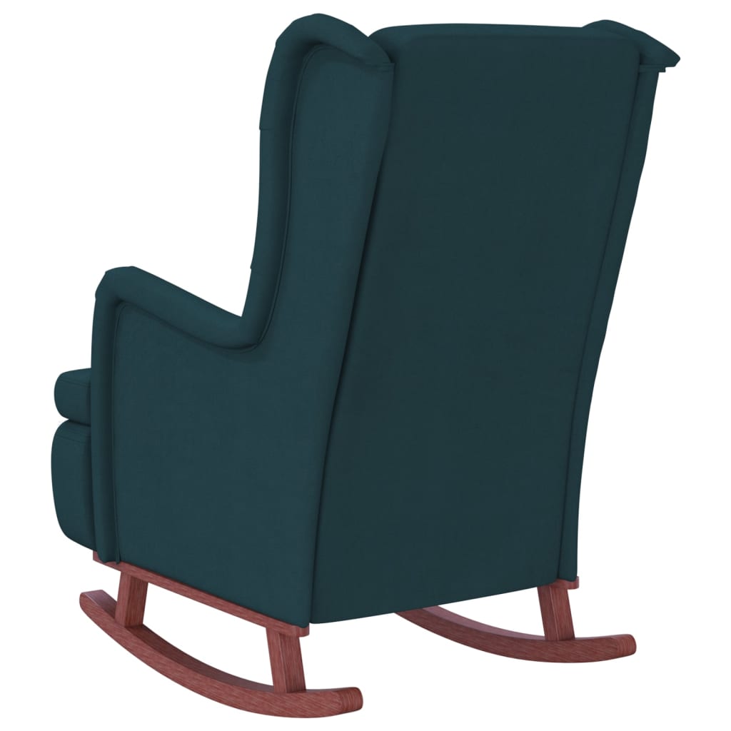 vidaXL Fauteuil met massief rubberwood schommelpoten fluweel blauw