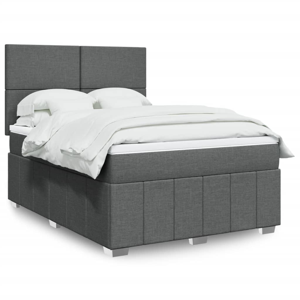 vidaXL Boxspring met matras stof lichtgrijs 160x200 cm