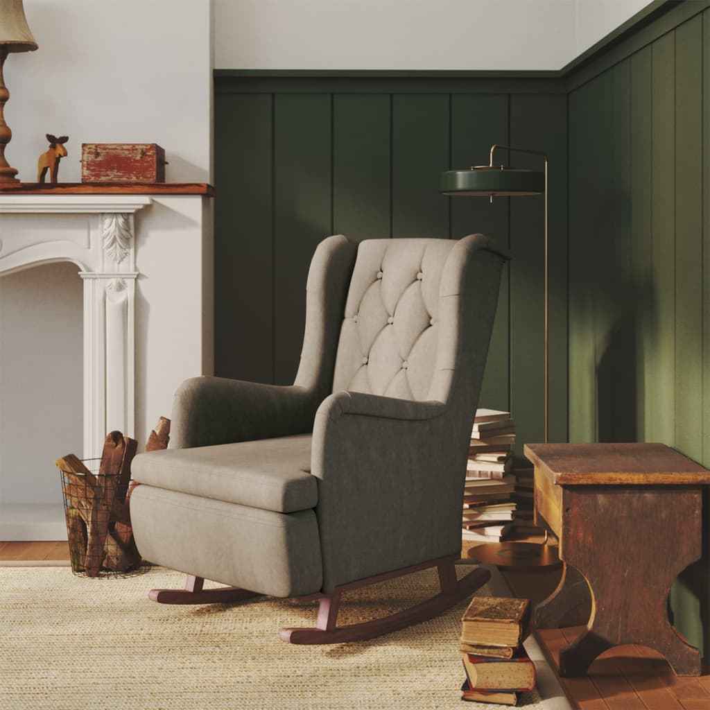 vidaXL Fauteuil met massief rubberwood schommelpoten fluweel blauw