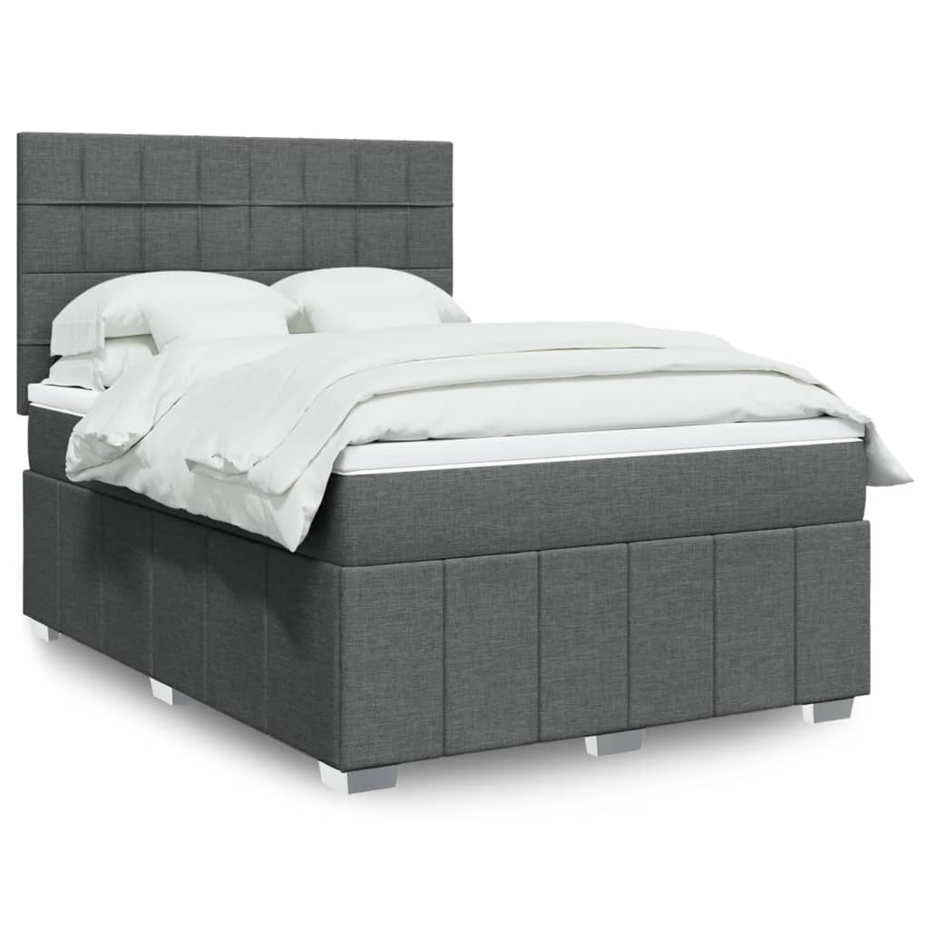 vidaXL Boxspring met matras stof lichtgrijs 160x200 cm