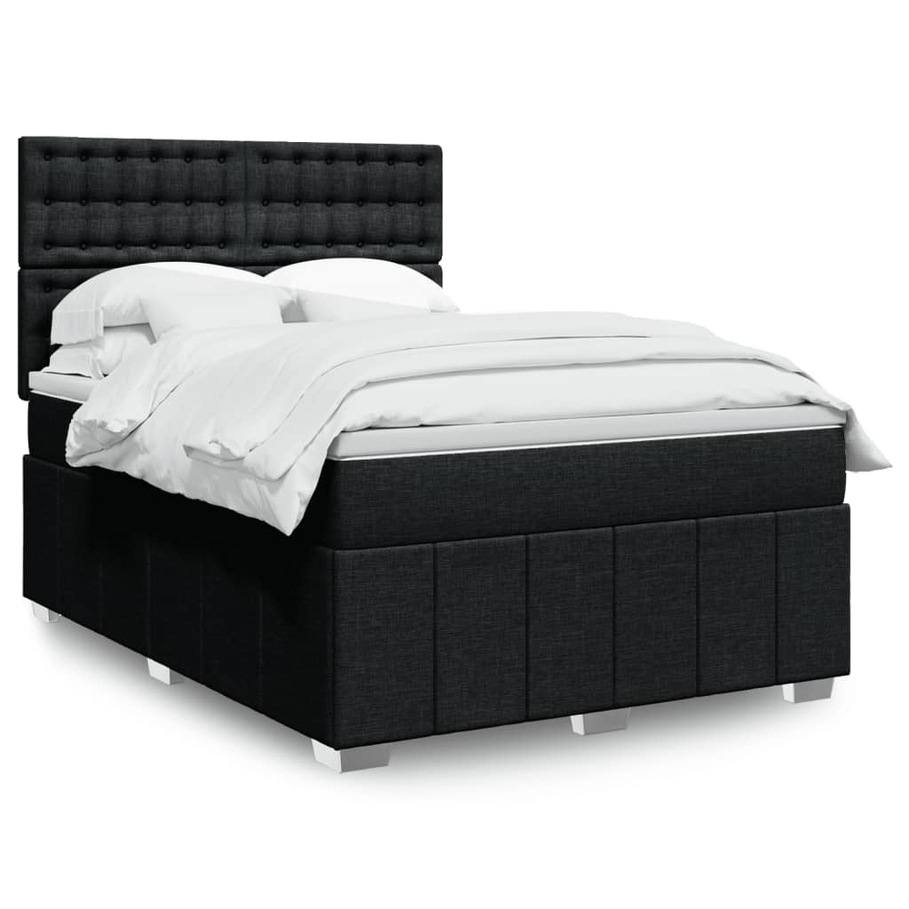 vidaXL Boxspring met matras stof lichtgrijs 160x200 cm