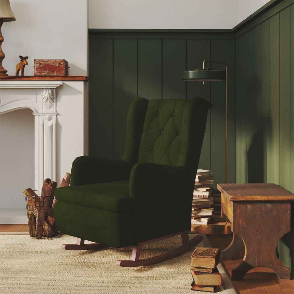 vidaXL Fauteuil met massief rubberwood schommelpoten fluweel blauw