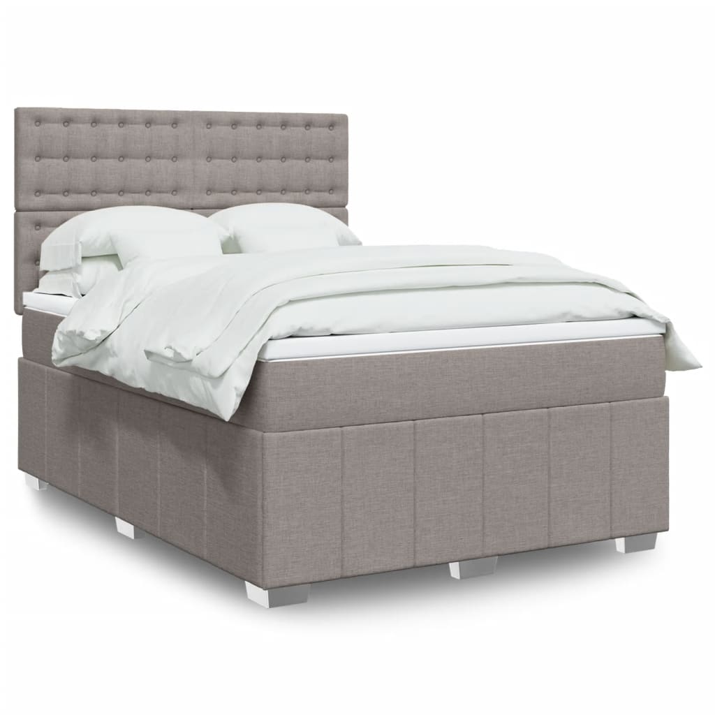 vidaXL Boxspring met matras stof lichtgrijs 160x200 cm