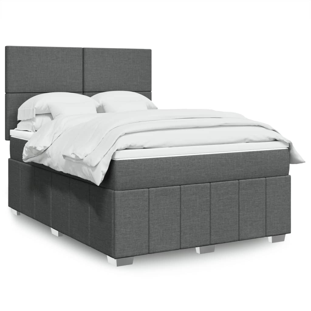 vidaXL Boxspring met matras stof lichtgrijs 160x200 cm